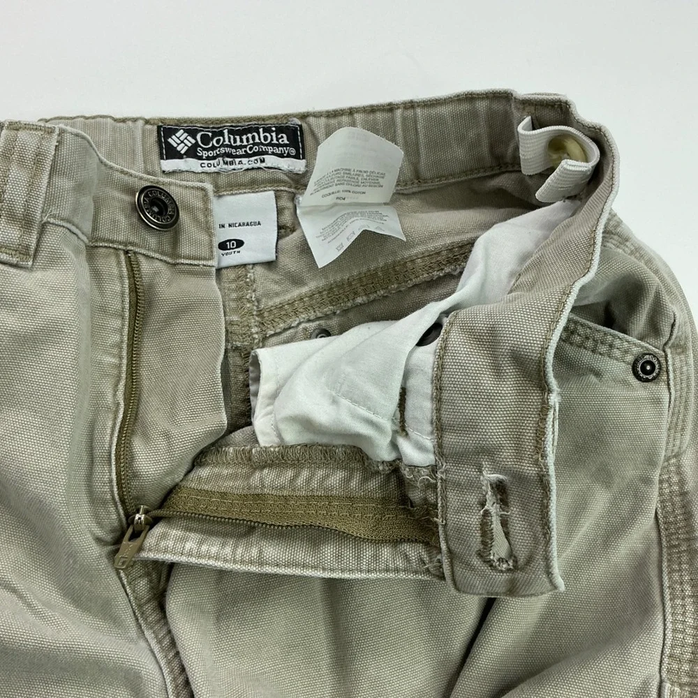 Columbia Khaki Cargo Pants Kids Size 10 Youth Rugged Cotton Canvas Outdoor